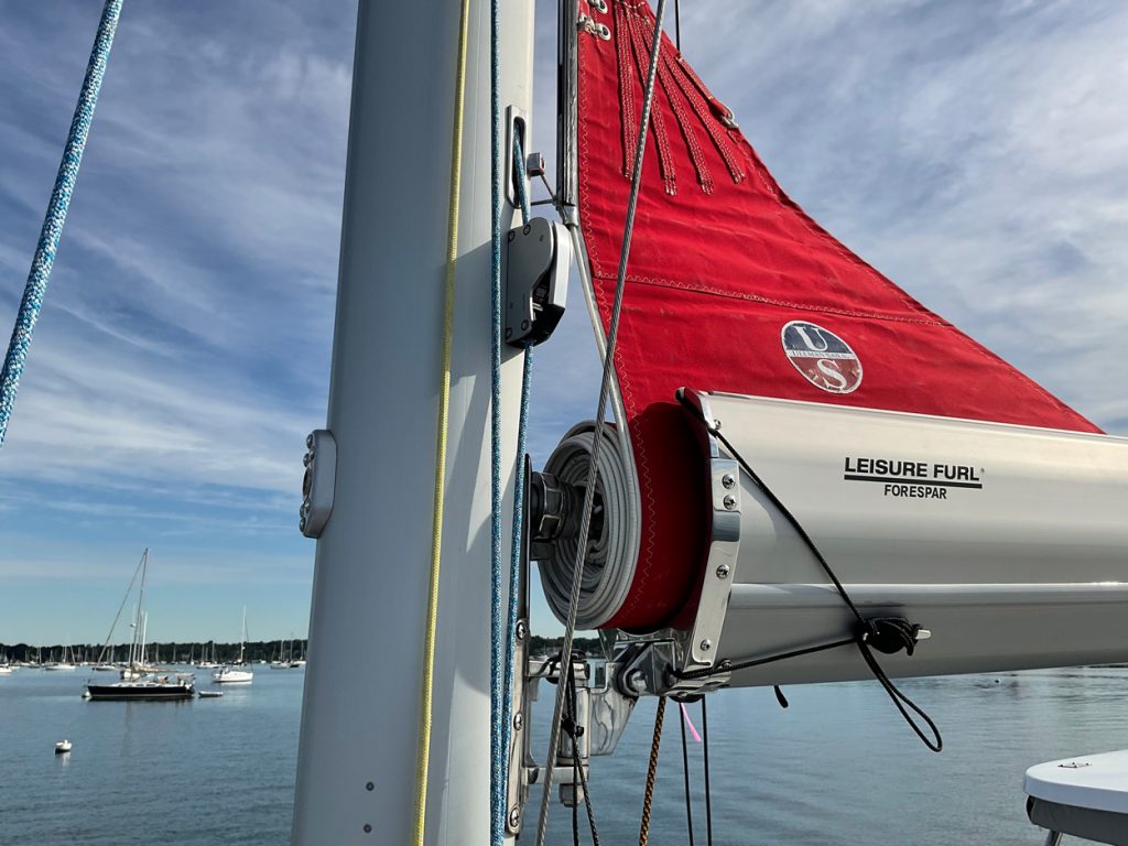 Ruby star preparing to raise the main sail